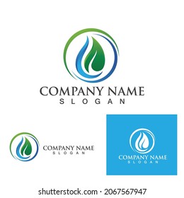 Water drop and leaf greeb   Logo Template vector illustration design