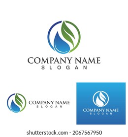 Water drop and leaf greeb   Logo Template vector illustration design