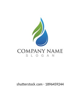Water drop and leaf green Logo Template vector 