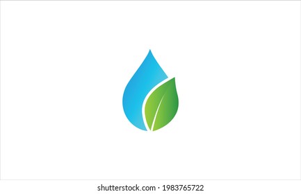 Water Drop and Leaf icon Logo  flat design vector template i
