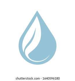 Water drop and leaf icon. Simple outline vector symbol. Linear pictogram isolated on white.