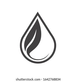 Water drop and leaf icon. Simple outline vector symbol. Linear pictogram isolated on white.