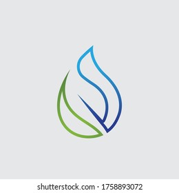 gota de agua y logo de la hoja 