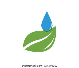 Water Drop In The Leaf Logo