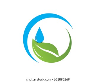 Water Drop In The Leaf Logo