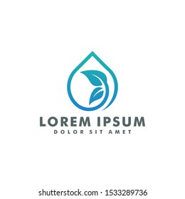 Water drop with Leaf logo design vector