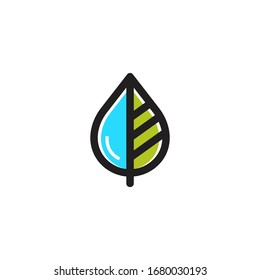 water drop with leaf logo design template sign