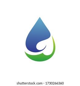 
Water drop and leaf logo design