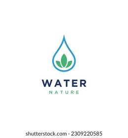 Icono del vector de diseño del logotipo de Water Drop Leaf 