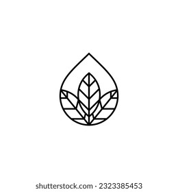 Water drop leaf logo design line art style