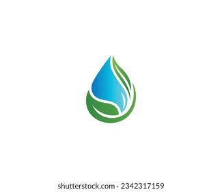 Diseño creativo de la plantilla vectorial con el icono de la gota de agua y el logotipo de la hoja.