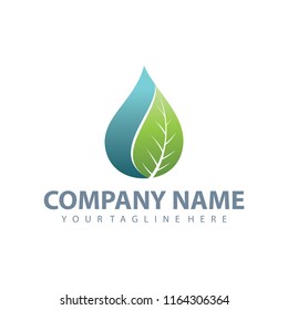 water drop with leaf logo illustration