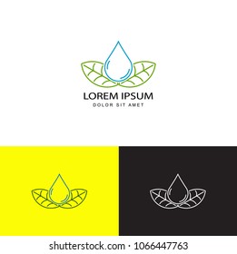 water drop leaf logo template design vector
