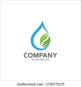 Water drop and leaf Logo Template vector