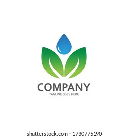 Vector de plantillas de logotipos de hojas y caída de agua