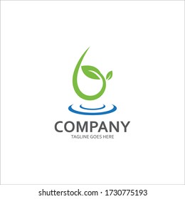 Vector de plantillas de logotipos de hojas y caída de agua
