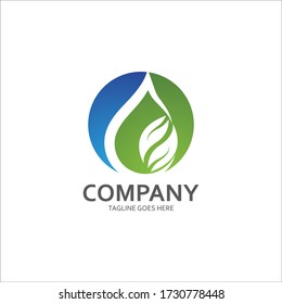 Water drop and leaf Logo Template vector