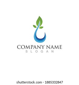 Water drop and leaf Logo Template vector illustration design