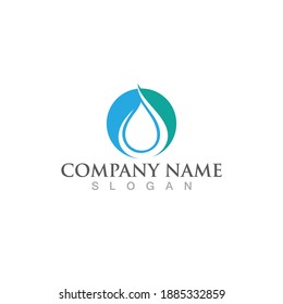 Water drop and leaf Logo Template vector illustration design