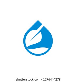 Water drop leaf logo, vector icon