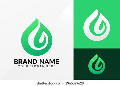 Water Drop Leaf Logo Vector Design. Brand Identity emblem, designs concept, logos, logotype element for template.