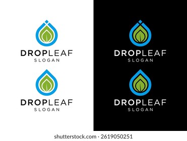 Water Drop And Leaf Logo Vector Design Template