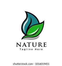 Water drop leaf nature logo