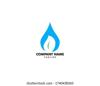 Water drop leaf nature logo design template