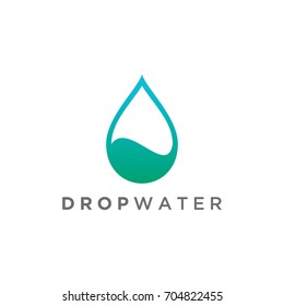 water drop leaf nature logo design template