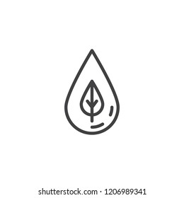 Water drop leaf outline icon. linear style sign for mobile concept and web design. Ecology simple line vector icon. Symbol, logo illustration. Pixel perfect vector graphics