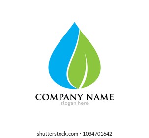 water drop leaf pure source vector logo design template