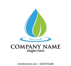 water drop leaf pure source vector logo design template