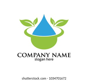 water drop leaf pure source vector logo design template