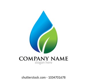 water drop leaf pure source vector logo design template