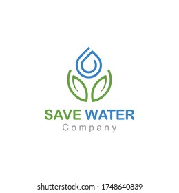 Water drop and leaf shaped hands logo design vector