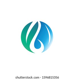 water drop leaf sprout logo vector icon