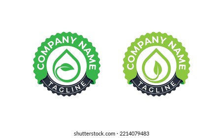 Water Drop Leaf Stamp Badge Logo Concept icon sign symbol Design Element. Droplet, Aqua, Herbal, Natural Products, Natural, Ecology, Eco Logotype. Vector illustration template