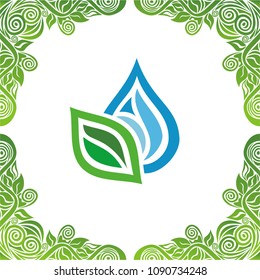 Water drop and leaf. Vector illustration