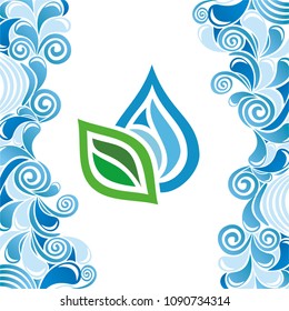Water drop and leaf. Vector illustration
