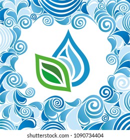 Water drop and leaf. Vector illustration