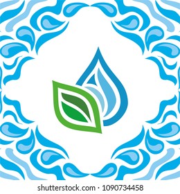 Water drop and leaf. Vector illustration