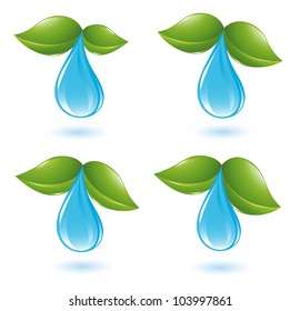 Water drop with leafs