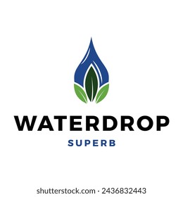 Water Drop Leaves Icon Logo Design Template