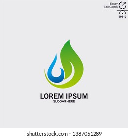 water drop with leaves logo vector