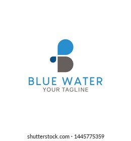 Water drop and letter b logo design template.