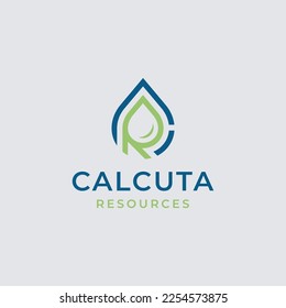 Water drop letter CR logo initial template vector