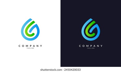 Water drop letter g vector logo concept design template