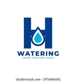 Water Drop Letter H Initial Logo. Usable for Nature and Branding Logos. Flat Vector Logo Design Ideas Template Element