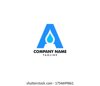 Letra de salto de agua a plantilla de logotipo inicial