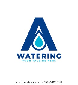 Water Drop Letter A Initial Logo. Usable for Nature and Branding Logos. Flat Vector Logo Design Ideas Template Element